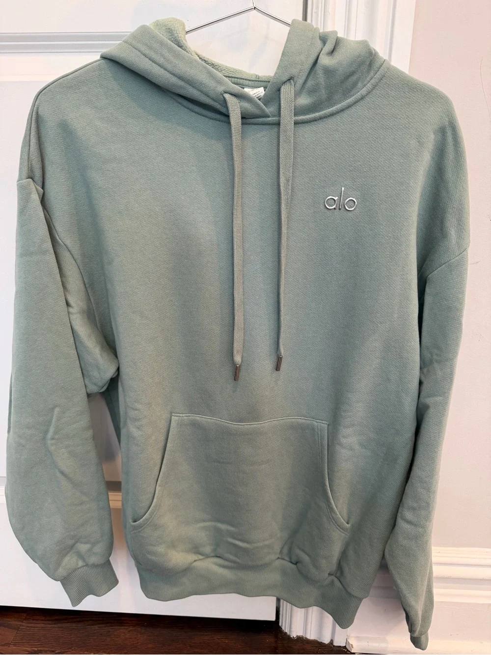 ALO Yoga Sage Green Pullover Hoodie with Kangaroo Pocket